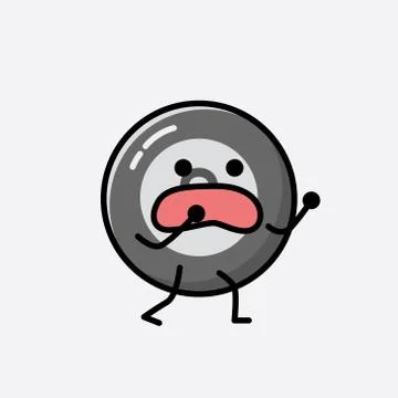 Cute Billiard Ball Mascot Vector Character in Flat Design Style Stock Illustration