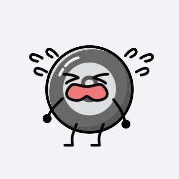 Cute Billiard Ball Mascot Vector Character in Flat Design Style Stock Illustration