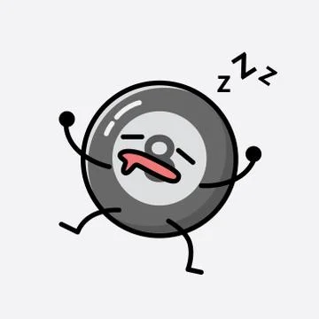 Cute Billiard Ball Mascot Vector Character in Flat Design Style Stock Illustration