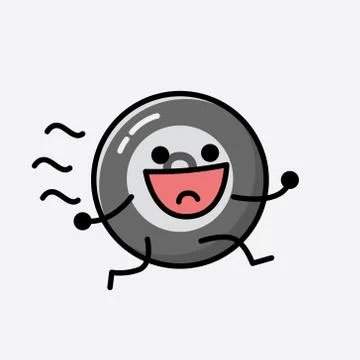 Cute Billiard Ball Mascot Vector Character in Flat Design Style Stock Illustration