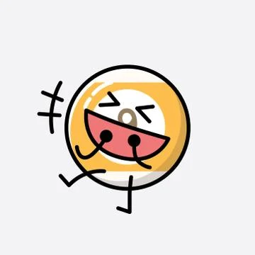 Cute Billiard Ball Mascot Vector Character in Flat Design Style Stock Illustration