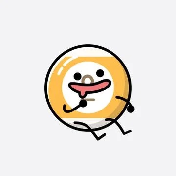 Cute Billiard Ball Mascot Vector Character in Flat Design Style Stock Illustration