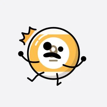 Cute Billiard Ball Mascot Vector Character in Flat Design Style Stock Illustration
