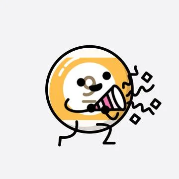 Cute Billiard Ball Mascot Vector Character in Flat Design Style Stock Illustration