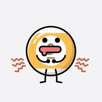 Cute Billiard Ball Mascot Vector Character in Flat Design Style Stock Illustration