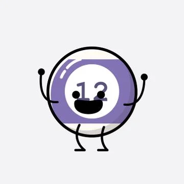 Cute Billiard Ball Mascot Vector Character in Flat Design Style Illustrazione stock
