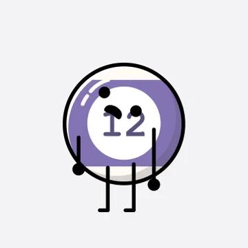 Cute Billiard Ball Mascot Vector Character in Flat Design Style Stock Illustration