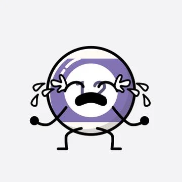 Cute Billiard Ball Mascot Vector Character in Flat Design Style Stock Illustration