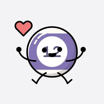 Cute Billiard Ball Mascot Vector Character in Flat Design Style Stock Illustration