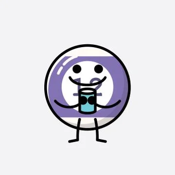 Cute Billiard Ball Mascot Vector Character in Flat Design Style Stock Illustration