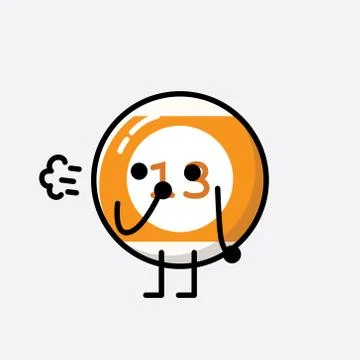 Cute Billiard Ball Mascot Vector Character in Flat Design Style Stock Illustration