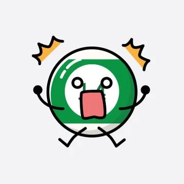 Cute Billiard Ball Mascot Vector Character in Flat Design Style Stock Illustration