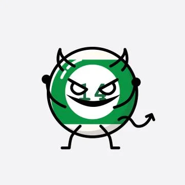 Cute Billiard Ball Mascot Vector Character in Flat Design Style Stock Illustration