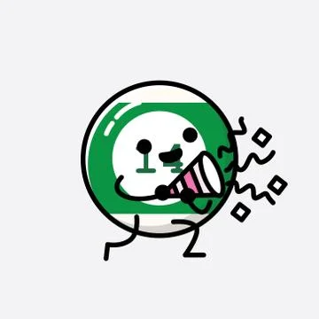 Cute Billiard Ball Mascot Vector Character in Flat Design Style Stock Illustration