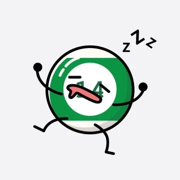 Cute Billiard Ball Mascot Vector Character in Flat Design Style Stock Illustration