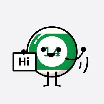 Cute Billiard Ball Mascot Vector Character in Flat Design Style Stock Illustration