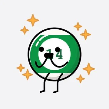 Cute Billiard Ball Mascot Vector Character in Flat Design Style Stock Illustration