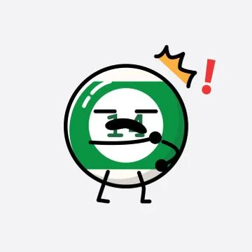 Cute Billiard Ball Mascot Vector Character in Flat Design Style Stock Illustration