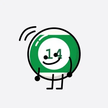 Cute Billiard Ball Mascot Vector Character in Flat Design Style Stock Illustration