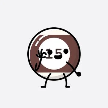 Cute Billiard Ball Mascot Vector Character in Flat Design Style Stock Illustration
