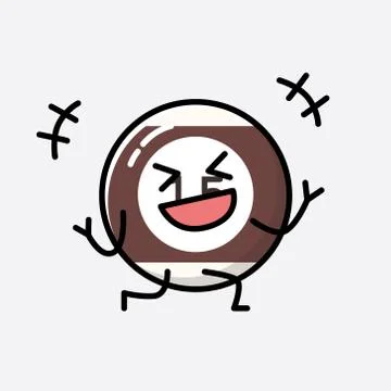 Cute Billiard Ball Mascot Vector Character in Flat Design Style Stock Illustration
