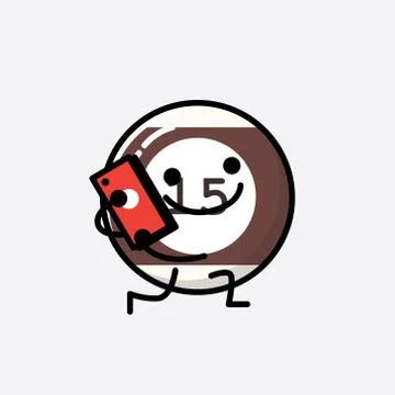 Cute Billiard Ball Mascot Vector Character in Flat Design Style Stock Illustration