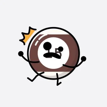 Cute Billiard Ball Mascot Vector Character in Flat Design Style Stock Illustration