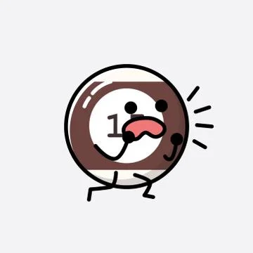 Cute Billiard Ball Mascot Vector Character in Flat Design Style Stock Illustration