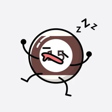 Cute Billiard Ball Mascot Vector Character in Flat Design Style Stock Illustration