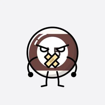 Cute Billiard Ball Mascot Vector Character in Flat Design Style Stock Illustration