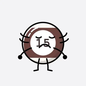 Cute Billiard Ball Mascot Vector Character in Flat Design Style Stock Illustration
