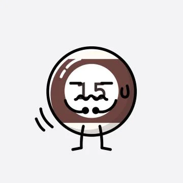 Cute Billiard Ball Mascot Vector Character in Flat Design Style Stock Illustration