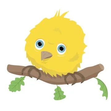 Cute bird on branch 스톡 일러스트