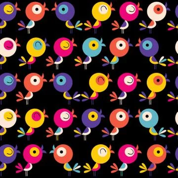 Cute bird characters seamless pattern Stock-Illustration