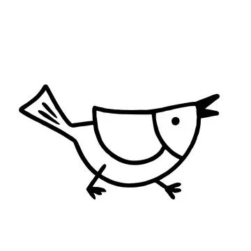 Cute bird in hand drawn doodle style. Vector illustration isolated on white b Stock Illustration