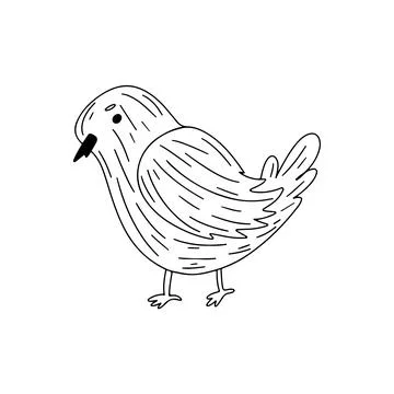 Cute bird in hand drawn doodle style. Vector Illustration. Stock Illustration