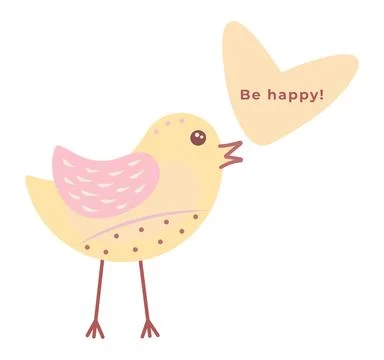 Cute bird with a heart shape Stock Illustration