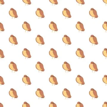 Cute bird pattern seamless brown animal illustration Stock Illustration