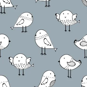 Cute bird seamless pattern background. Vector illustration for fabric and gif Stock Illustration