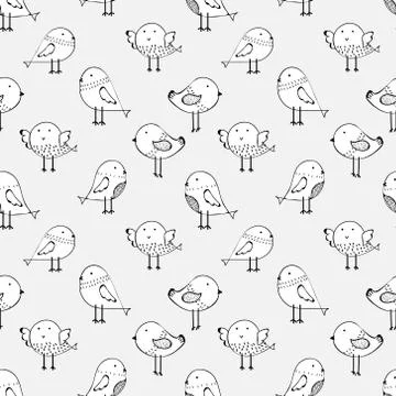Cute bird seamless pattern background. Vector illustration for fabric and gif Stock Illustration