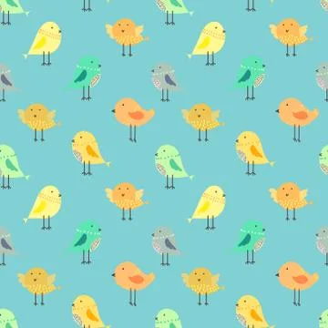 Cute bird seamless pattern background. Vector illustration for fabric and gif Stock Illustration