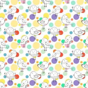 Cute bird seamless pattern background. Vector illustration for fabric and gif Stock Illustration