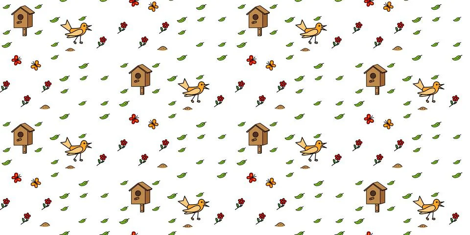 Cute bird seamless pattern. Creative kids texture with funny animals for textile Stock-Illustration