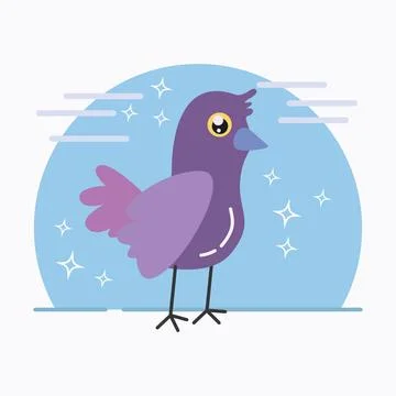Cute bird with violet colors vector illustration Stock Illustration