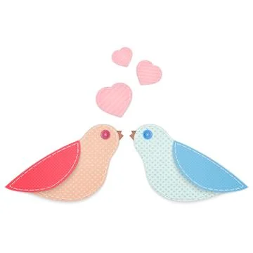 Cute birds from fabric 스톡 일러스트