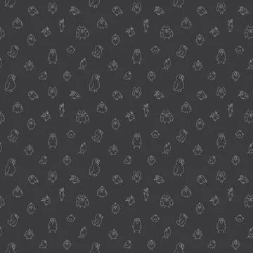 Cute birds seamless pattern. Cute Cartoon birds background. Vector Illustrati Stock Illustration