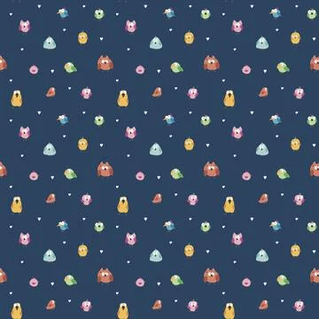 Cute birds seamless pattern. Cute Cartoon birds background. Vector Illustrati Stock Illustration