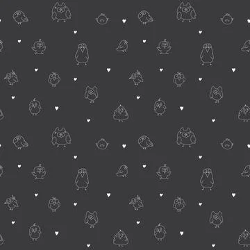 Cute birds seamless pattern. Cute Cartoon birds background. Vector Illustrati Stockillustratie