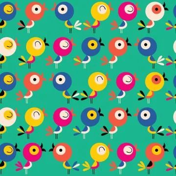 Cute birds seamless pattern Illustrazione stock