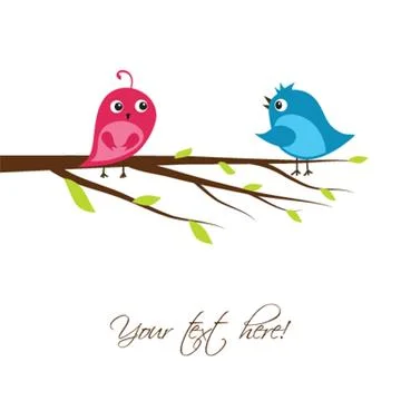 Cute birds on the tree branch Stock-Illustration